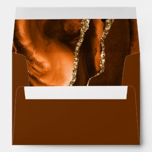 Burnt Orange Gold Agate Nutmeg Brown Wedding Envelope