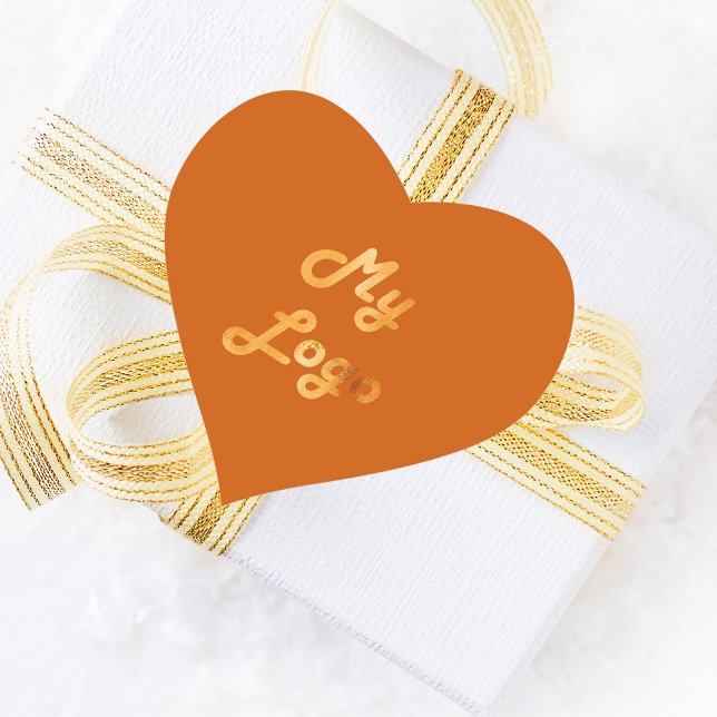 Burnt orange gold business logo heart sticker (Creator Uploaded)