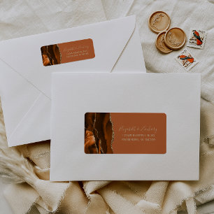 Burnt Orange Gold Wedding Return Address