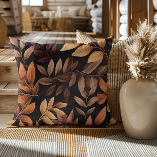 Burnt Orange Golden Yellow Brown Leaves Autumn Cushion