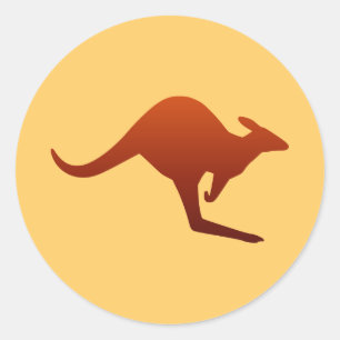 Burnt Orange Gradient Kangaroo Silhouette Classic Round Sticker