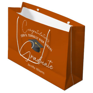 Burnt Orange Graduate Customised Graduation Party Large Gift Bag