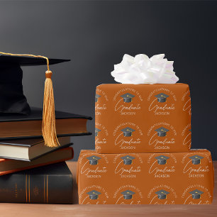 Burnt Orange Graduate Personalised Graduation Wrapping Paper