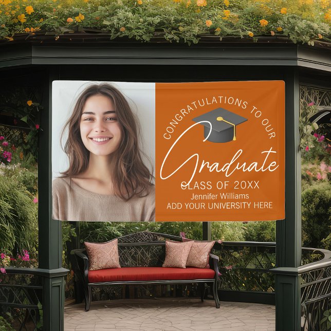 Burnt Orange Graduate Photo 2025 Graduation Party Banner (Creator Uploaded)