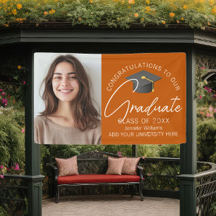 Burnt Orange Graduate Photo 2026 Graduation Party Banner