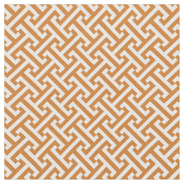 Burnt Orange Greek Key Pattern Fabric (Close Up)