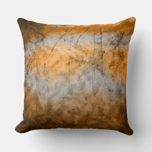 Burnt Orange Grey Grunge Scratch Abstract Cushion