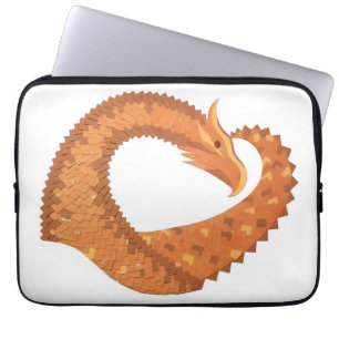 Burnt orange heart dragon on white laptop sleeve