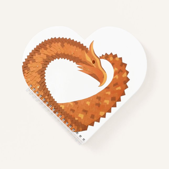Burnt orange heart dragon on white notebook (Front)