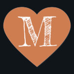 Burnt Orange Heart Minimalist Monogram Initial Sticker<br><div class="desc">Burnt Orange Heart Minimalist Monogram Initial sticker featuring a white textured serif letter centred on a warm burnt orange heart. The earthy, autumn-inspired tone adds a refined pop of colour to wedding stationery, envelope seals, fall celebrations, favour labels, and gift wrap. A versatile design that pairs beautifully with modern, rustic,...</div>