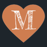 Burnt Orange Heart Minimalist Monogram Initial Sticker<br><div class="desc">Burnt Orange Heart Minimalist Monogram Initial sticker featuring a white textured serif letter centred on a warm burnt orange heart. The earthy, autumn-inspired tone adds a refined pop of colour to wedding stationery, envelope seals, fall celebrations, favour labels, and gift wrap. A versatile design that pairs beautifully with modern, rustic,...</div>