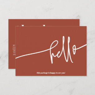 Burnt Orange Hello Thank You Order Small Business Enclosure Card