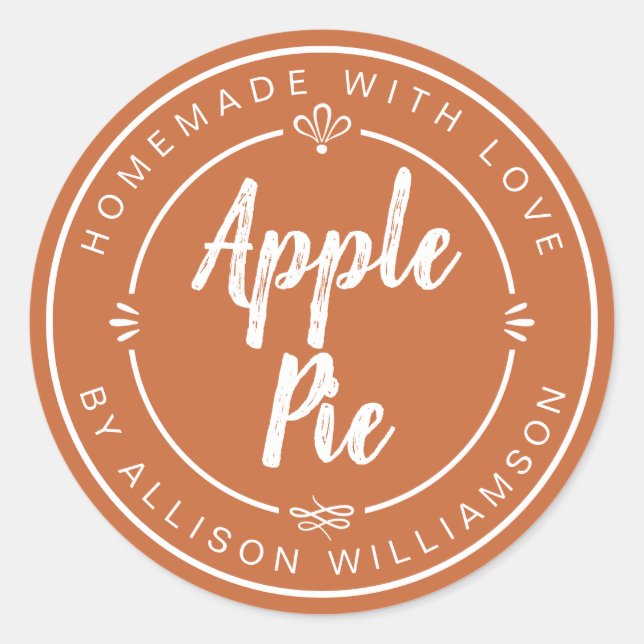 Burnt Orange Homemade Apple Pie Classic Round Sticker (Front)