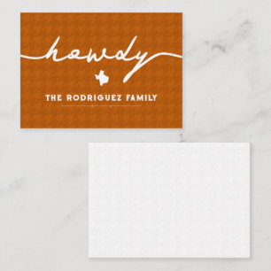 Burnt Orange Howdy Houndstooth Texas Card