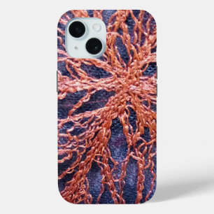 burnt orange indigo floral boho art embroidery iPhone 15 case