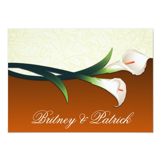 Burnt Orange Ivory Calla Lily Wedding Invitations