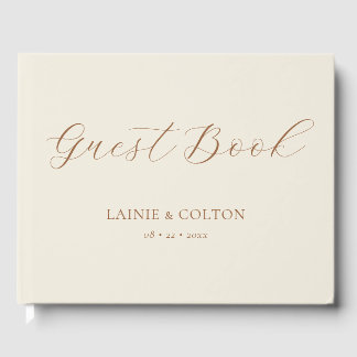 Burnt Orange & Ivory Modern Wedding Guest Book