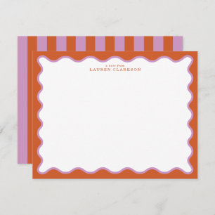 Burnt Orange & Lavender Wavy Border Note Card