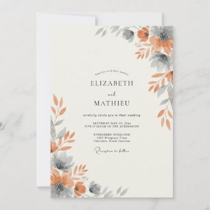Burnt Orange Leaf Wedding Invitation