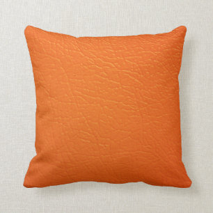 Burnt Orange Leather Look Print Pillow