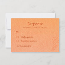 Burnt Orange Leaves Ombré Autumn Wedding RSVP card