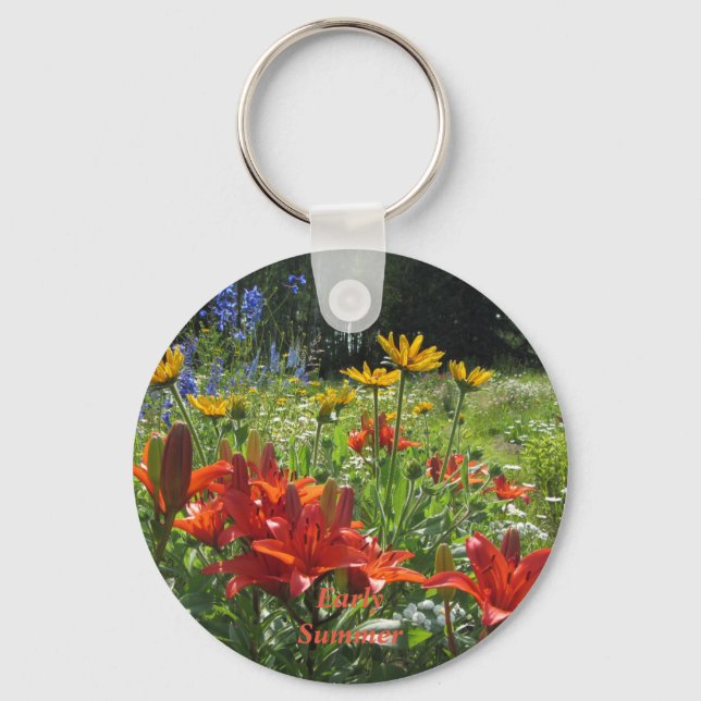 Burnt Orange Lilies, Early Summer Gardens Key Ring (Front)