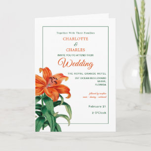 Burnt Orange Lilies Stylish Floral Wedding Invitation