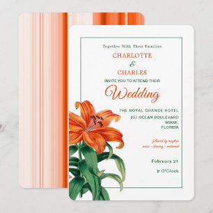 Burnt Orange Lily Stylish Floral Wedding Invitation