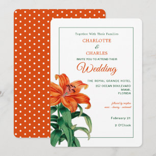 Burnt Orange Lily Stylish Floral Wedding Invitation