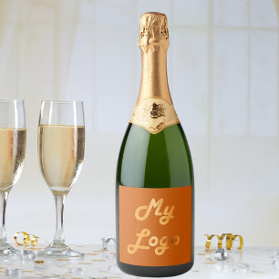 Burnt orange logo image business sparkling wine label