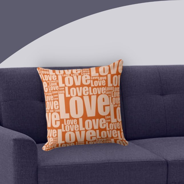 Burnt Orange Love Typography  Cushion (Creator Uploaded)