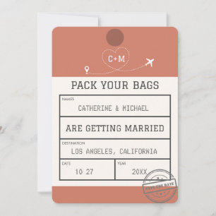 Burnt Orange Luggage Tag Save The Date