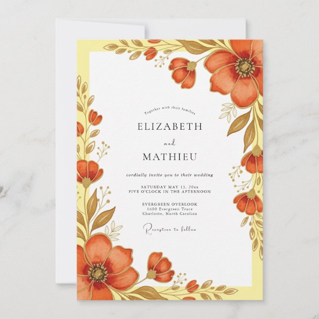 Burnt Orange Lush Harvest Wedding Invitation (Front)