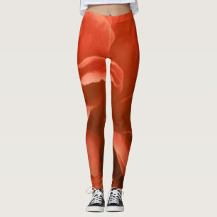 Burnt Orange Marble Floral Pattern Leggings