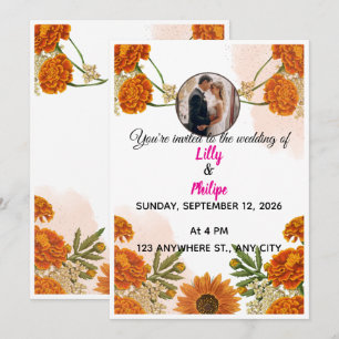 Burnt Orange Marigold Wedding Invitation