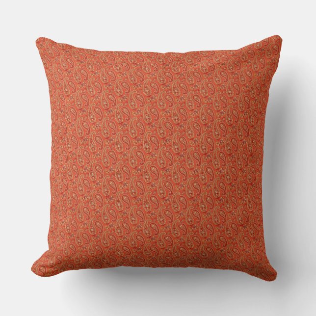 Burnt Orange-Maroon Paisley/Maroon 20" Pillow (Front)