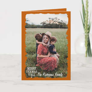 Burnt Orange Merry Tex-Mas Y'all Photo Christmas Card