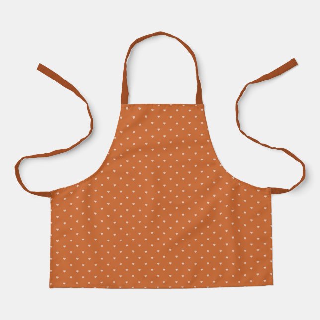Burnt Orange Mini Hearts Background Apron (Front)