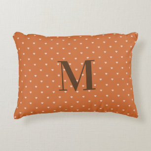 Burnt Orange Mini Hearts Background Personalised Decorative Cushion