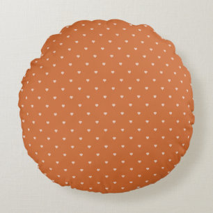 Burnt Orange Mini Hearts Background Round Cushion