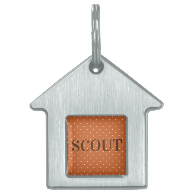 Burnt Orange Mini Hearts Pet ID Tag (Front)