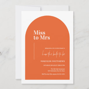Burnt Orange Minimal Arch Miss Mrs Bridal Shower Invitation