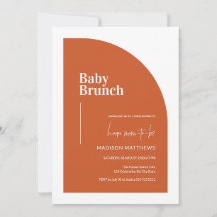 Burnt Orange Minimal Half Arch Baby Brunch Shower Invitation