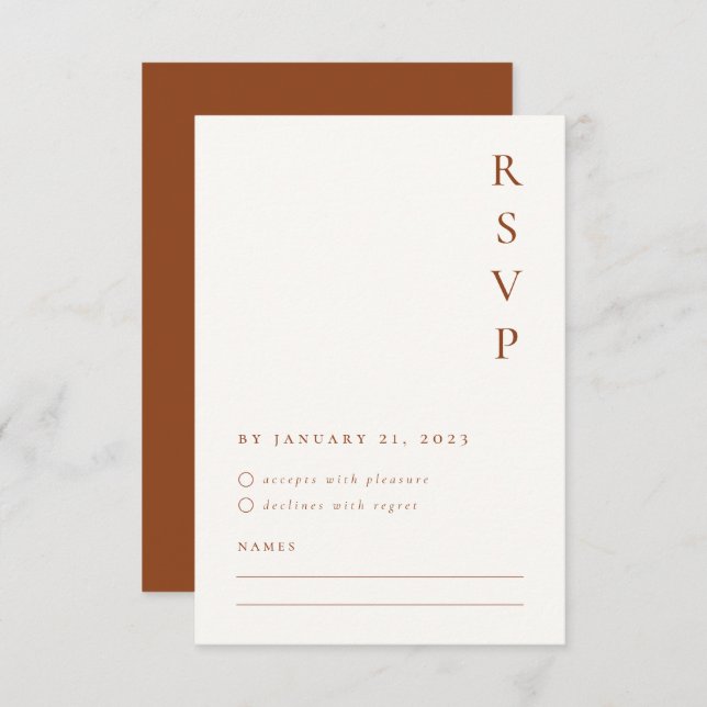 Burnt Orange Minimalist RSVP Card (Front/Back)
