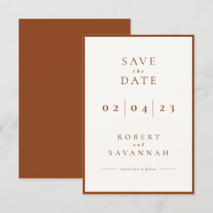 Burnt Orange Minimalist Save the Date Card