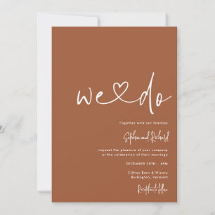 Burnt Orange Minimalist Script Modern Wedding Invitation