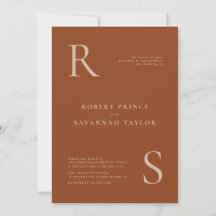 Burnt Orange Minimalist Wedding Invitation