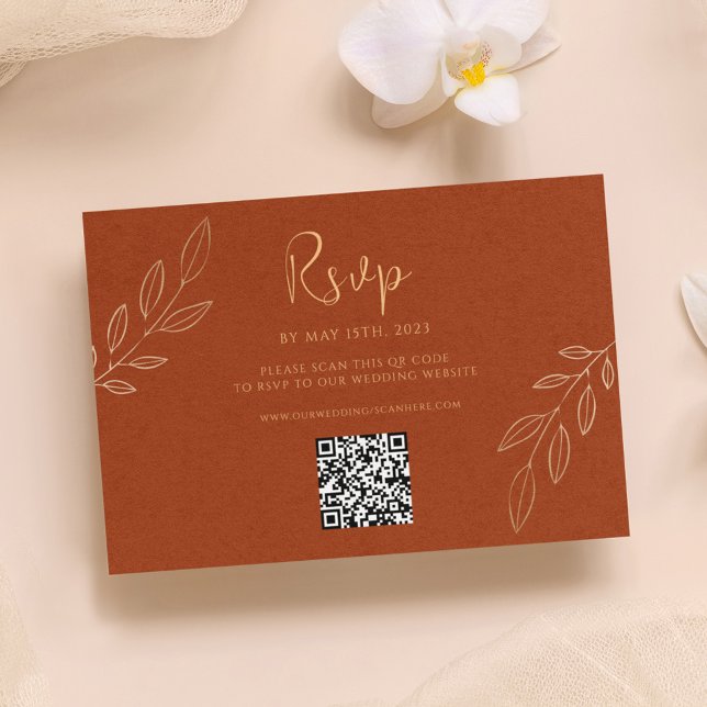 Burnt Orange Modern Boho Wedding RSVP QR Code (Burnt Orange Modern Boho Wedding RSVP QR Code)