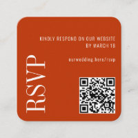 Burnt Orange Modern Custom QR Code Wedding RSVP