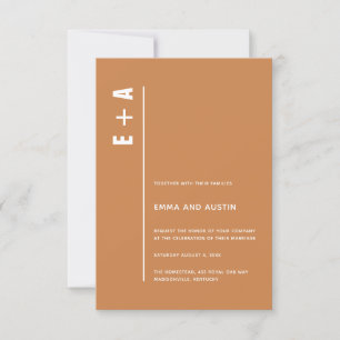 Burnt Orange Modern Minimal Bold Initials Wedding Invitation